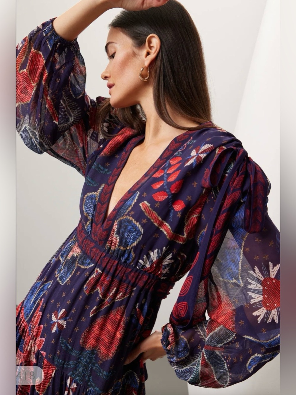 FARM Rio Black Maxi Dress with Multicolor Paisley Print - Picture 3 of 11
